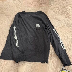 Vineyard Vines Kids Skull Graphic Long Sleeve Tee - Dark Gray NWT